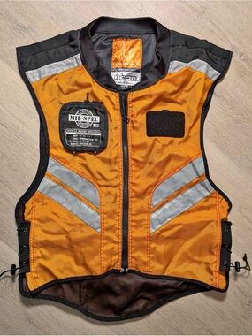 ICON Orange Safety Reflective Motorcycle Vest with Black Trim